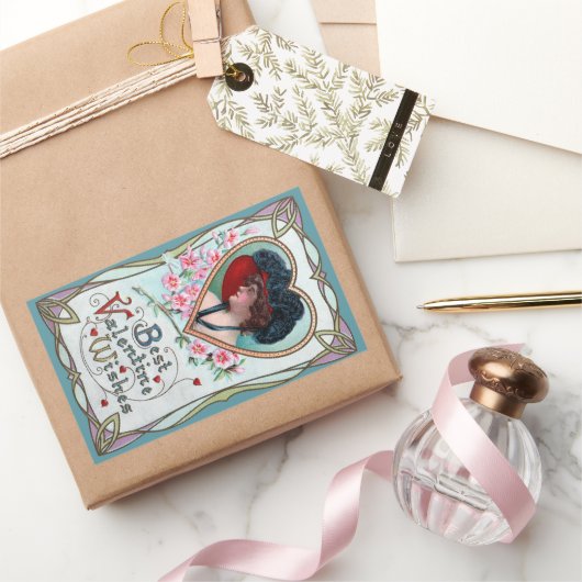  Valentijnsdag, legante vrouw in het hart Rechthoekige Sticker (Geschenken)