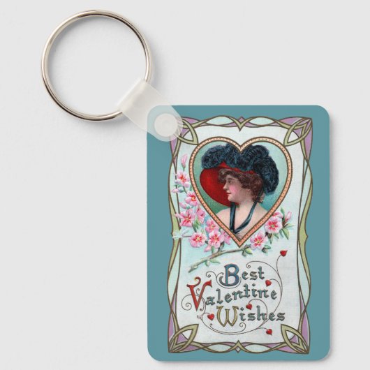  Valentijnsdag, legante vrouw in het hart Sleutelhanger (Voorkant)