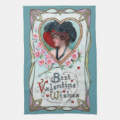 Valentijnsdag, legante vrouw in het hart Theedoek (Verticaal)