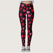 Valentijnsdag Leggings, roze & rode harten zwart Leggings (Voorkant)