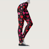 Valentijnsdag Leggings, roze & rode harten zwart Leggings (Rechts)