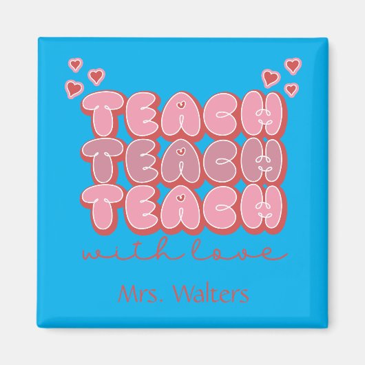 Valentijnsdag Leraar Leren Met Liefde Harten Roze Magneet (Voorkant)
