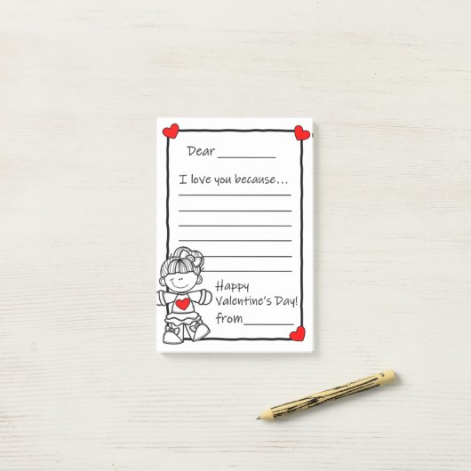 Valentijnsdag Letter Large Post-it-laptop Post-it® Notes (Op bureau)