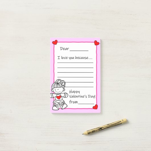 Valentijnsdag Letters Lage Post-it Notes (Op bureau)