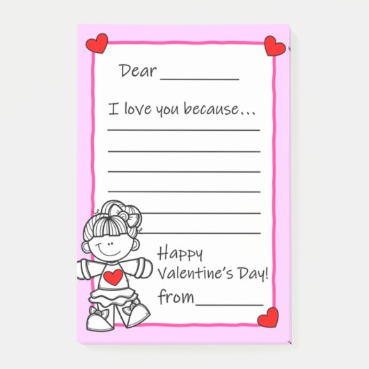 Valentijnsdag Letters Lage Post-it Notes (Voorkant)