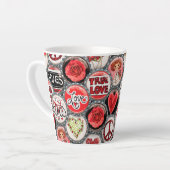 Valentijnsdag Leuk Meisje Rood Bloemen Hart Rozen Latte Mok (Linkerhoek)