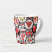 Valentijnsdag Leuk Meisje Rood Bloemen Hart Rozen Latte Mok (Rechterhoek)