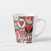 Valentijnsdag Leuk Meisje Rood Bloemen Hart Rozen Latte Mok (Rechts)