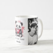 Valentijnsdag Leuke Panda Holding Hart Naam Foto Koffiemok (Voorkant rechts)