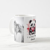 Valentijnsdag Leuke Panda Holding Hart Naam Foto Koffiemok (Voorkant links)