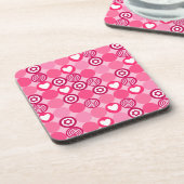 Valentijnsdag Leuke Roze Hart- en Bloemenstippenpa Drankjes Onderzetter (Linkerzijde)