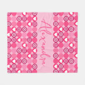 Valentijnsdag Leuke Roze Hart- en Bloempatroon Naa Fleece Deken (Voorkant (Horizontaal))