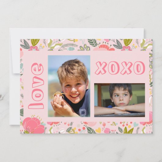 Valentijnsdag liefde 2 fotocollage feestdagenkaart (Voorkant)