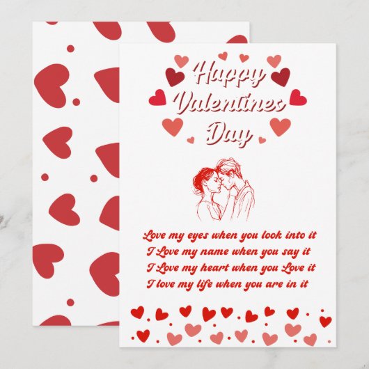 Valentijnsdag Liefde Bericht Feestdagenkaart (Voorkant / Achterkant)