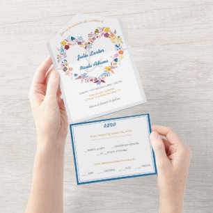 Valentijnsdag Liefde Bloemen Bloeiende Bruiloft All In One Uitnodiging