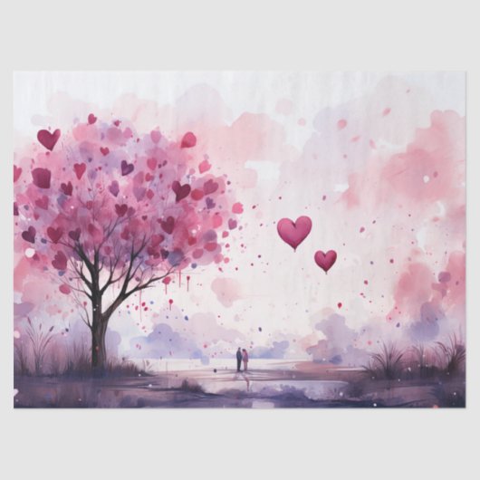 Valentijnsdag Liefde Blossom Decoupage Tissuepapier (Voorkant)