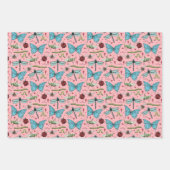 Valentijnsdag Liefde Bug en Bee Mine Insecten Roze Inpakpapier Vel (Voorkant)