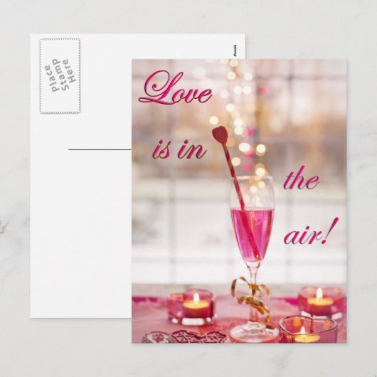 Valentijnsdag Liefde Champagne Feestdagenkaart (Voorkant / Achterkant)