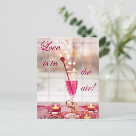 Valentijnsdag Liefde Champagne Feestdagenkaart (Staand voorkant)