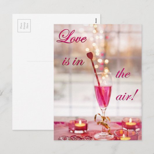 Valentijnsdag Liefde Champagne Feestdagenkaart (Voorkant / Achterkant)