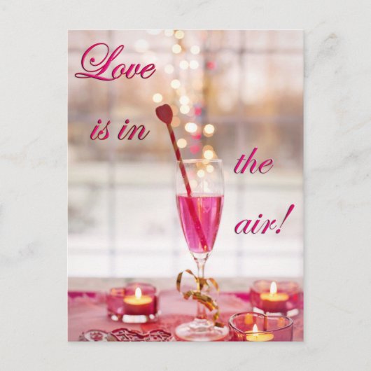 Valentijnsdag Liefde Champagne Feestdagenkaart (Voorkant)