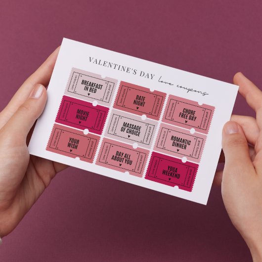 Valentijnsdag Liefde Coupons Platte Kaart