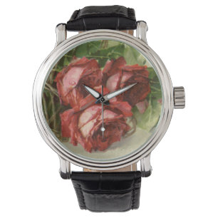 Valentijnsdag Liefde, Crimson Red Roses Horloge
