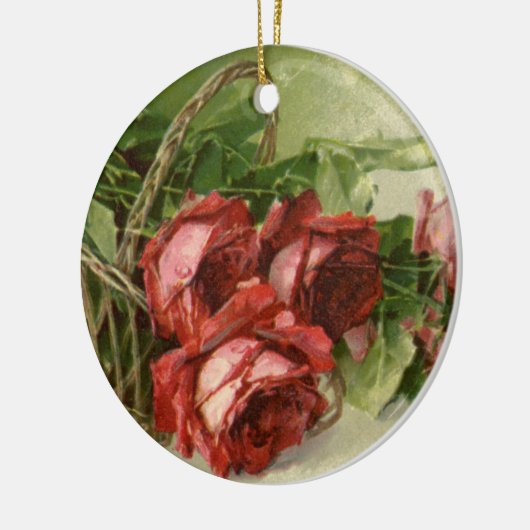  Valentijnsdag Liefde, Crimson Red Roses Keramisch Ornament (Links)