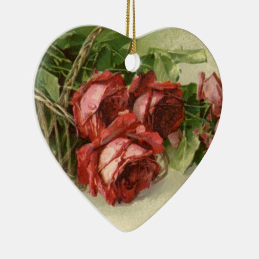  Valentijnsdag Liefde, Crimson Red Roses Keramisch Ornament (Rechts)