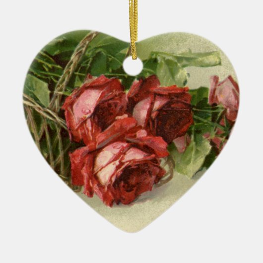  Valentijnsdag Liefde, Crimson Red Roses Keramisch Ornament (Voorkant)