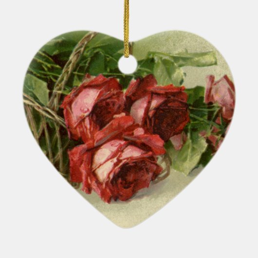  Valentijnsdag Liefde, Crimson Red Roses Keramisch Ornament (Achterkant)