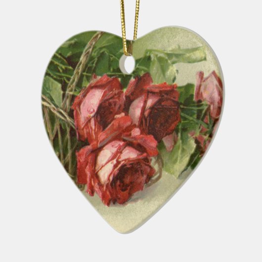  Valentijnsdag Liefde, Crimson Red Roses Keramisch Ornament (Links)