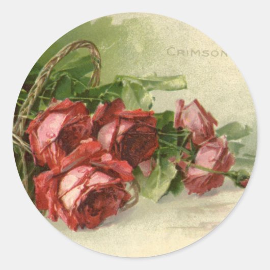  Valentijnsdag Liefde, Crimson Red Roses Ronde Sticker (Voorkant)