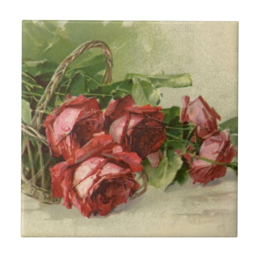  Valentijnsdag Liefde, Crimson Red Roses Tegeltje (Voorkant)