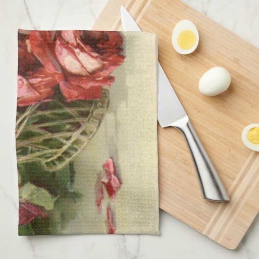  Valentijnsdag Liefde, Crimson Red Roses Theedoek (Quarter Fold)