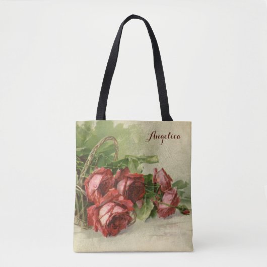  Valentijnsdag Liefde, Crimson Red Roses Tote Bag (Voorkant)