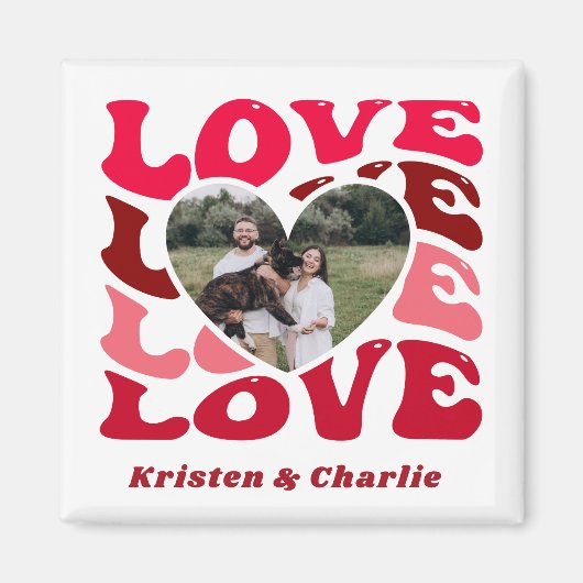 Valentijnsdag Liefde Custom Foto & Paar Namen Magneet (Voorkant)