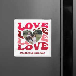 Valentijnsdag Liefde Custom Foto & Paar Namen Magneet