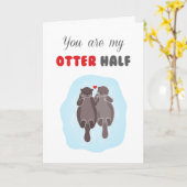 Valentijnsdag Liefde Cute Romantieke Otter Helft Kaart (Gele Bloem)