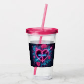 Valentijnsdag liefde doet pijn Neon hart Acryl Drinkbeker (Achterkant)
