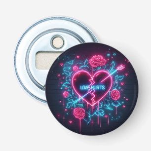Valentijnsdag liefde doet pijn Neon hart Button Flesopener