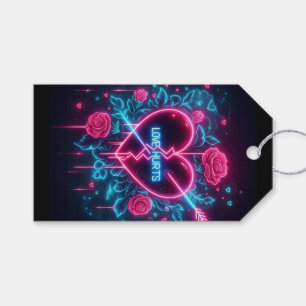 Valentijnsdag liefde doet pijn Neon hart Cadeaulabel