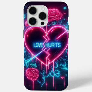 Valentijnsdag liefde doet pijn Neon hart iPhone 15 Pro Max Hoesje