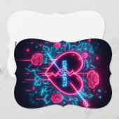 Valentijnsdag liefde doet pijn Neon hart Feestdagenkaart (Voorkant / Achterkant)