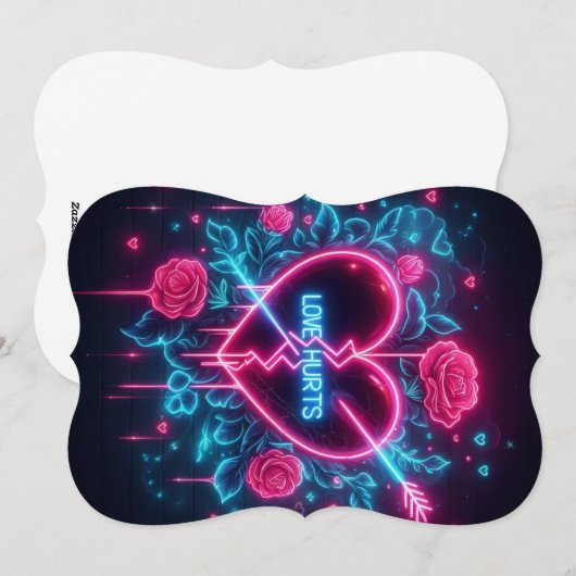 Valentijnsdag liefde doet pijn Neon hart Feestdagenkaart (Voorkant / Achterkant)