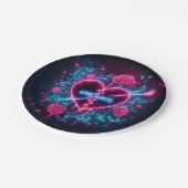 Valentijnsdag liefde doet pijn Neon hart Papieren Bordje (Gekanteld)