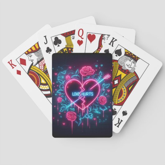 Valentijnsdag liefde doet pijn Neon hart Pokerkaarten (Achterkant)
