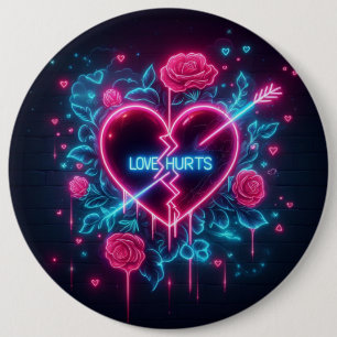 Valentijnsdag liefde doet pijn Neon hart Ronde Button 6,0 Cm