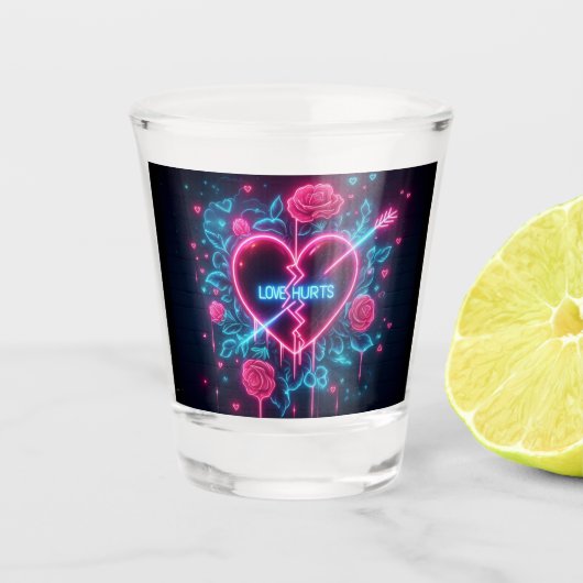 Valentijnsdag liefde doet pijn Neon hart Shot Glas (Voorkant)