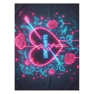 Valentijnsdag liefde doet pijn Neon hart Tafelkleed